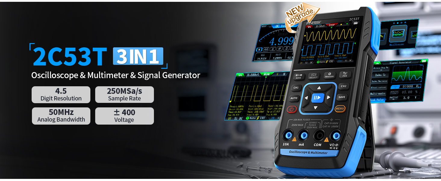♥️インターネットハンター 電脳密林探検帳 FNIRSI 2C53T Upgraded Handheld Oscilloscope, 50MHz Bandwidth, 3IN1